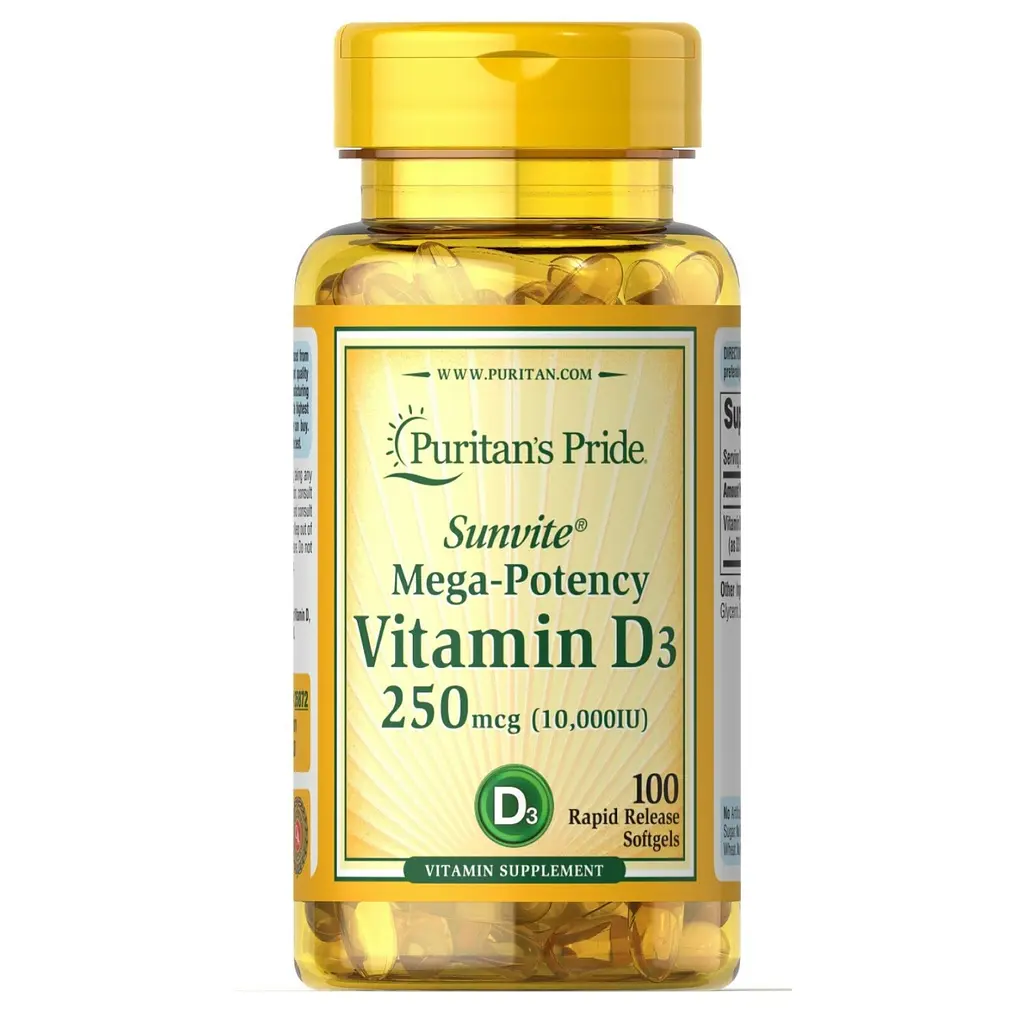 Вітамін D3 250мкг Vitamin D3 250mcg (10000 IU) Mega-Potency 100 softgels