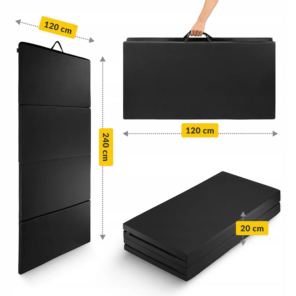 Мат гімнастичний складаний 4FIZJO XL 240 x 120 x 5 см Black (P-5907739319708) - фото 10