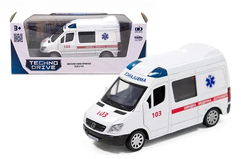 Іграшкова машинка Швидка допомога мікроавтобус Mercedes-Benz Sprinter TechnoDrive 250295