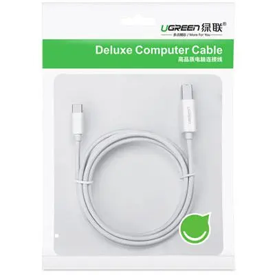 Кабель для принтера Ugreen USB-C 2.0 to BM 1.5m white (40417) - фото 2