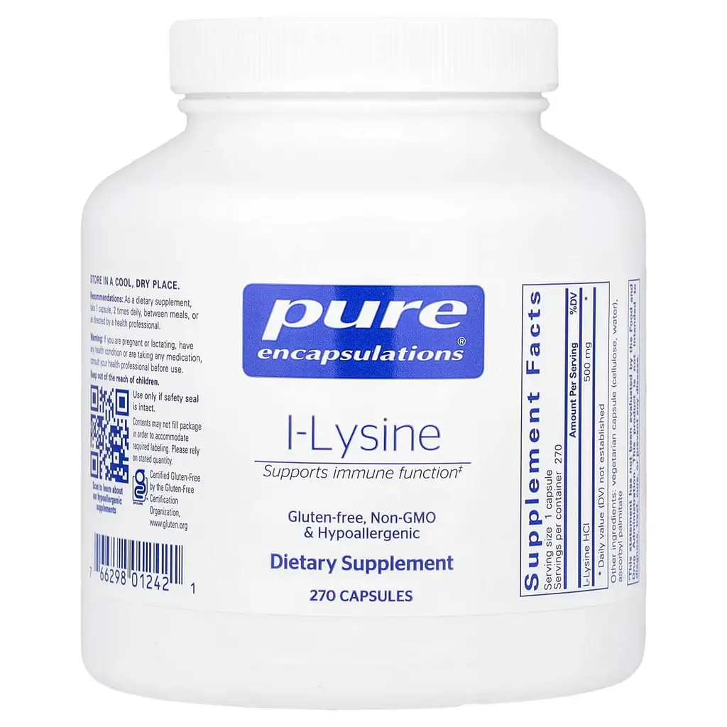 L-лізин HCl Pure Encapsulations l-Lysine 500 мг 270 капс