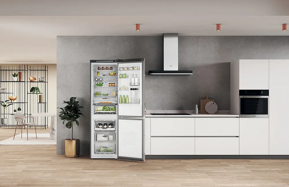 Холодильник Whirlpool 202.7x59.6х67.8 холодильне відділення 263 л морозильне відділення 104 л 2 двері А++ NF дисплей зона нульова нержавіюча сталь (W7X92OOXUA) - фото 3