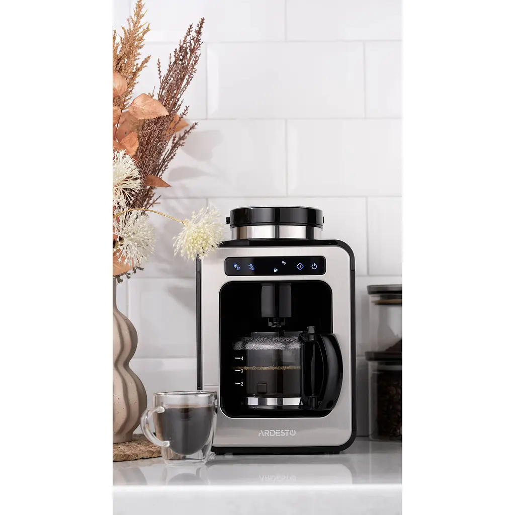 Кофеварка Ardesto капельная 0.6л зерно+молотая, дисплей серебристо-черный - фото 3