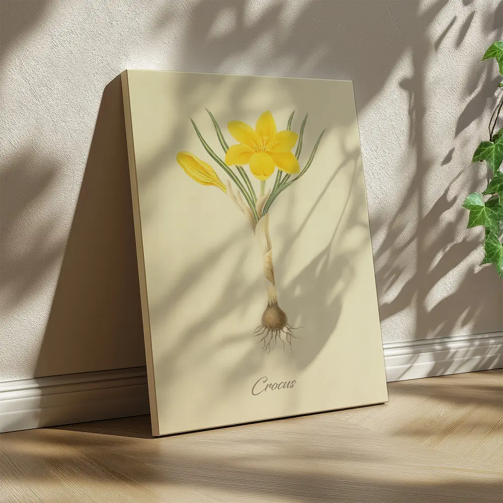 Інтер'єрна картина Ботанічна ілюстрація, Crocus, ботаніка, інтер'єрний декор, 60×45 см (id7153) - фото 2