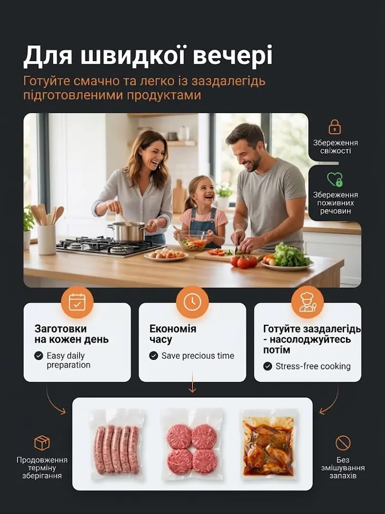 Професійний Вакууматор для продуктів, Zepline 4.0, 200 Вт Кухонний вакуумний пакувальник, Вакууматор для їжі, Вакуматор, Спаювач, рулон + пакети для вакуумування харчові - фото 5