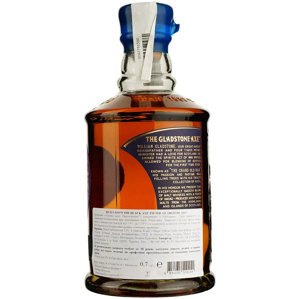 Віскі The Gladstone Axe Black Blended Malt Scotch Whisky, 41%, 0,7 л - фото 2