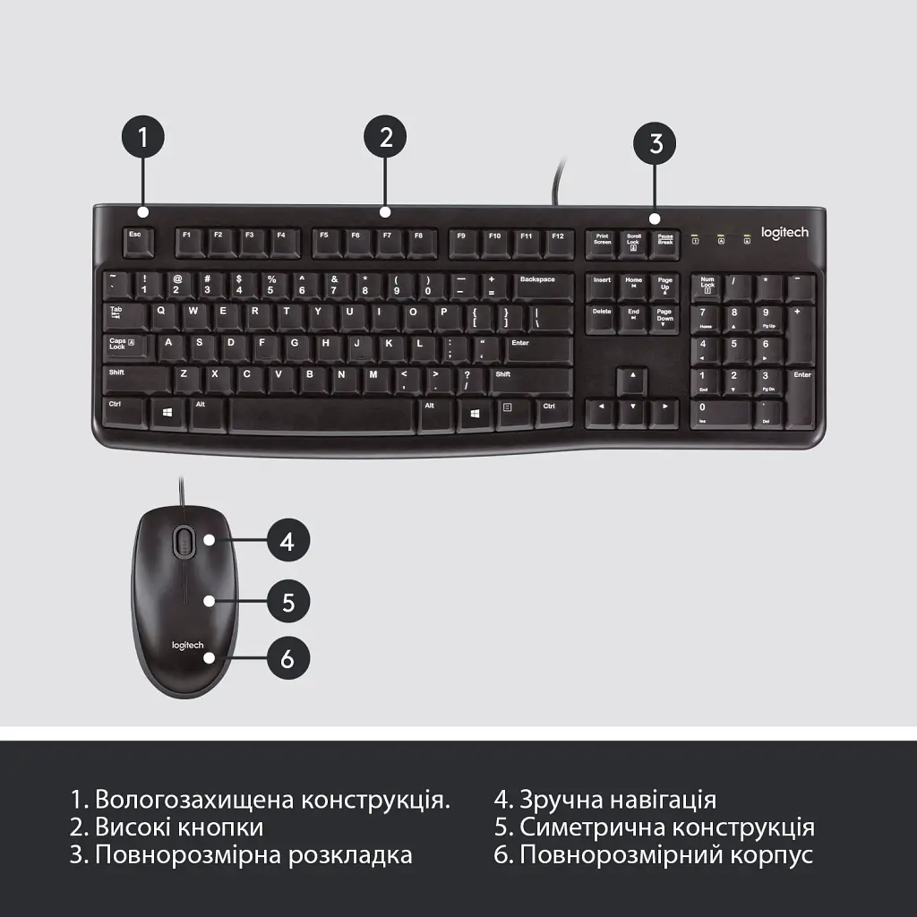 Комплект Logitech MK120 USB UA Black (920-002563) - фото 6