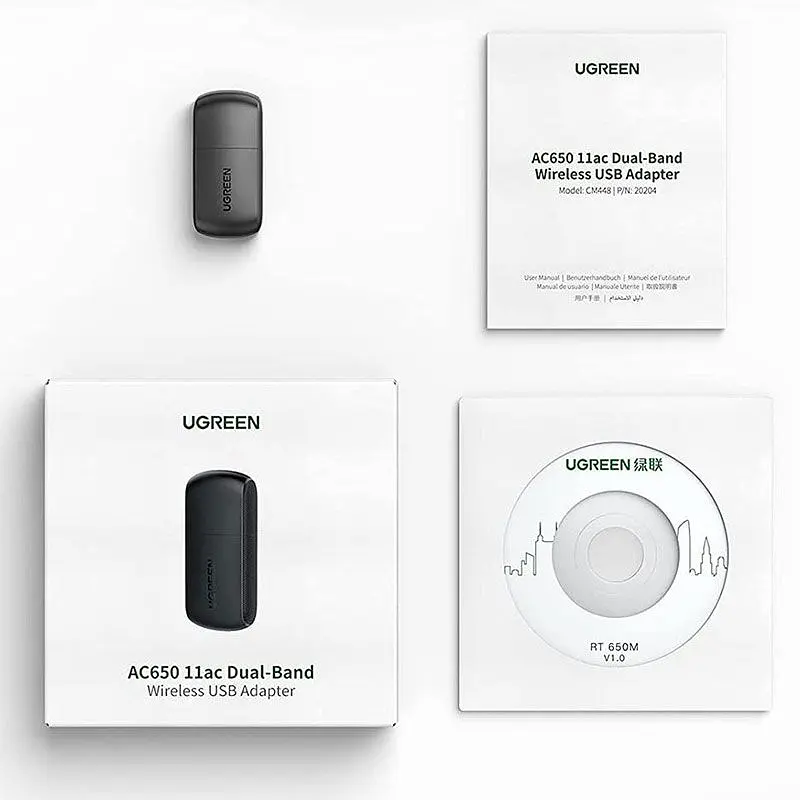 Адаптер WiFi AC650 11ac Dual-Band USB 2.0 (CM448) Ugreen (20204) - фото 4