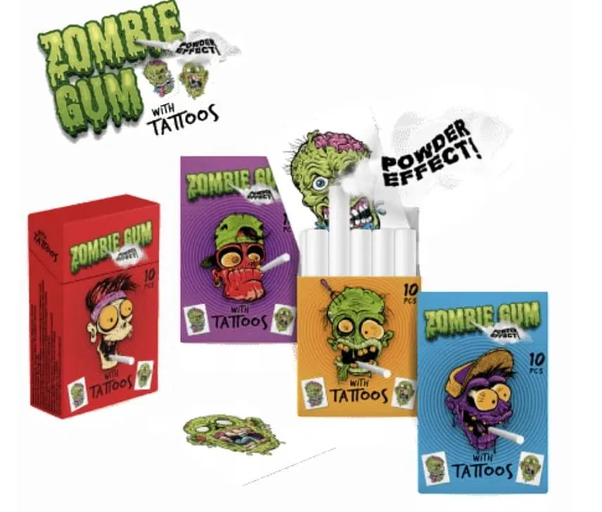 Жувальні гумки Zombie Gum Bubble Wit Tattoos Gumy Owocowe Z Efektem Dymu 10шт 35г - фото 3