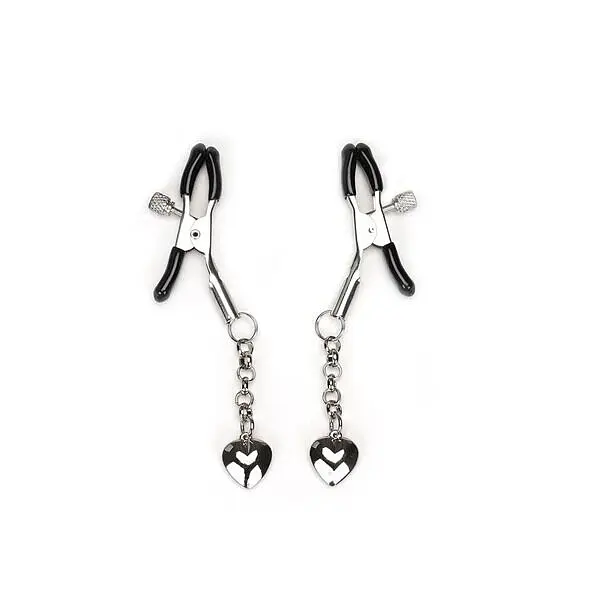 Затискачі для сосків Liebe Seele Solid Heart Nipple Clamps Silver з підвіскою-сердечком