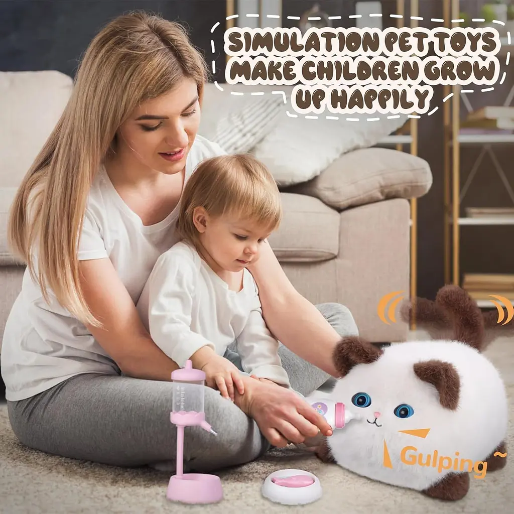 Інтерактивна м'яка іграшка AiDA Smart Blinking Cat біло-коричнева (AD54098) - фото 8