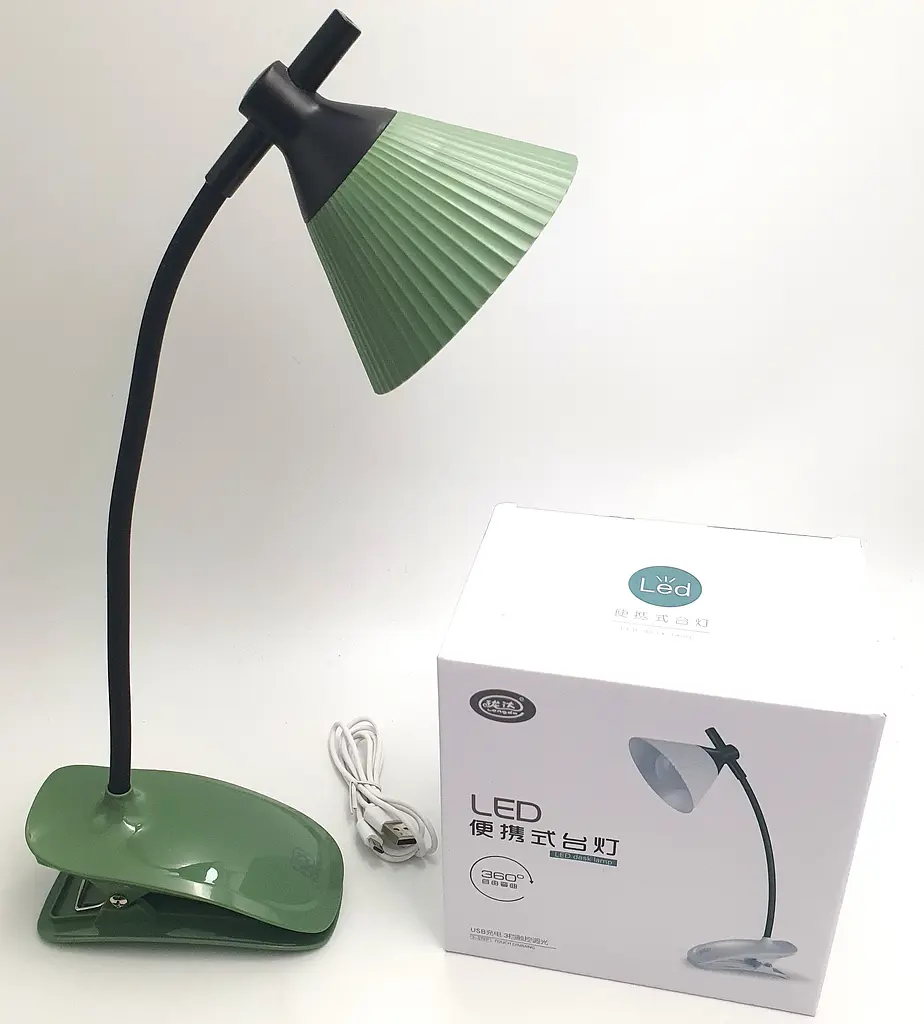 LED-лампа 4 W сенсорна світлодіодна гнучка 28 см настільна на прищіпці акумуляторна WinBoss YD03 зелена