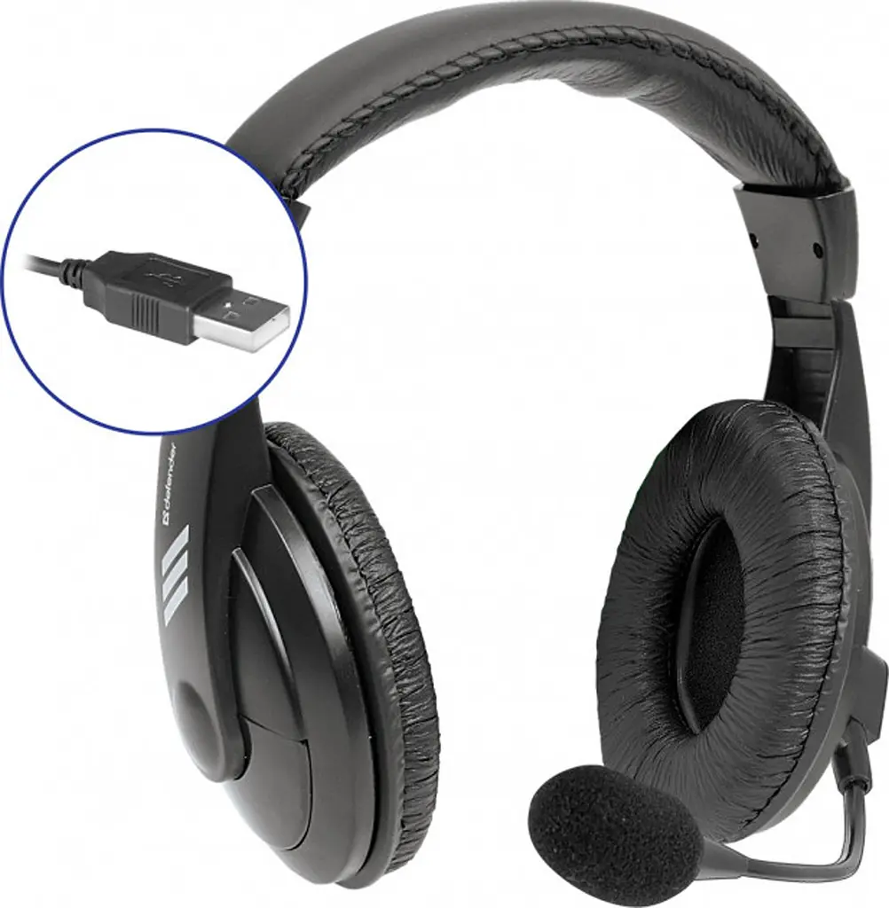 Ігрові навушники дротові - гарнітура Defender Gryphon 750U USB Чорна - фото 2