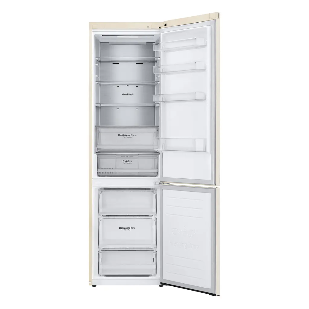 Холодильник LG 203x60х68 холодильное отделение 277 л морозильное отделение 107 л 2 дверь А++ NF Metal Fresh бежевый (GC-B509SESM) - фото 3