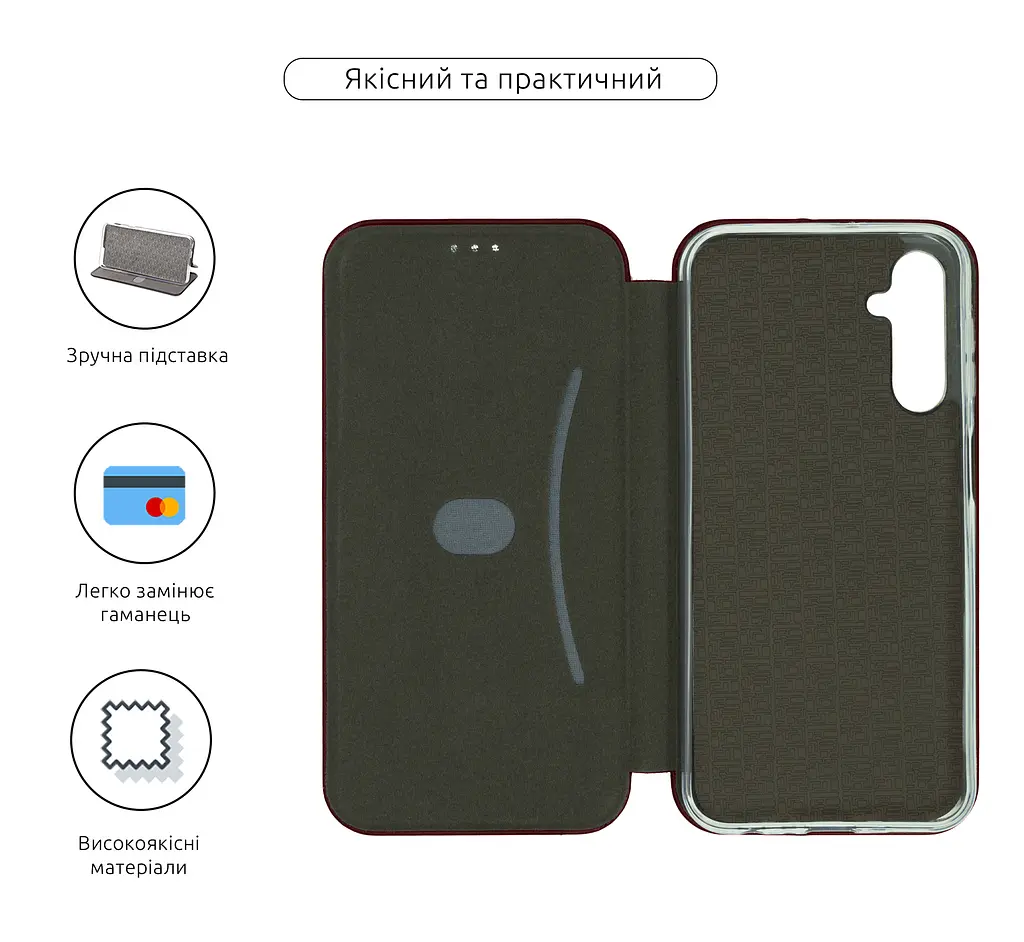 Чехол-книжка для Samsung Galaxy A15 5G (A156)/A15 4G (A155), G-Case, бордовый, кожаный чехол-книга из экокожи (PU) и TPU, с магнитом, с подставкой и вместительным кардхолдером, противоударный, защита всего корпуса, ArmorStandart (ARM73652) - фото 3