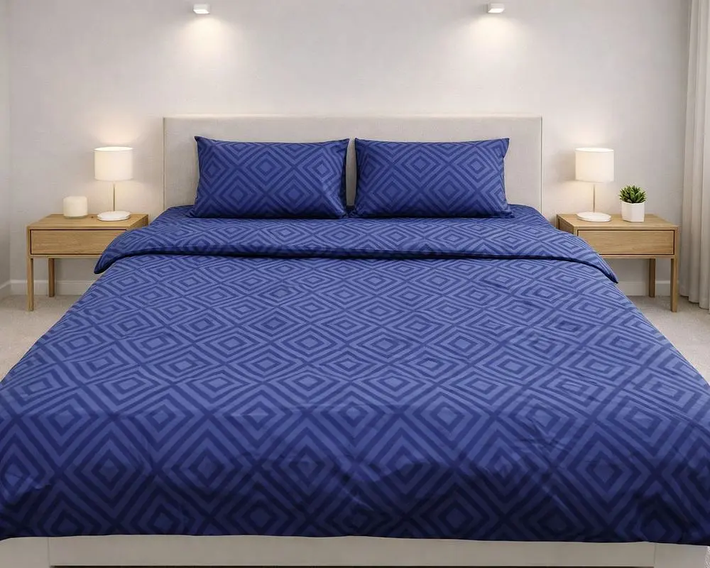 Постільна білизна LARA бязь d11297e Ромб Dark Blue євро