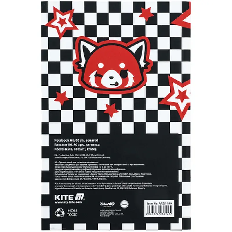 Блокнот Kite Aggretsuko А6, тверда обкладинка, 80 аркушів, клітинка (AR25-199) - фото 5