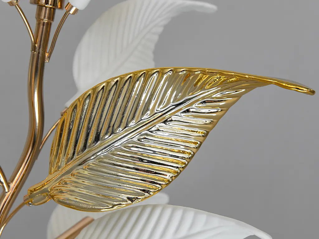 Вишукана настільна лампа з керамічними елементами, 3 лампи, золото - фото 4