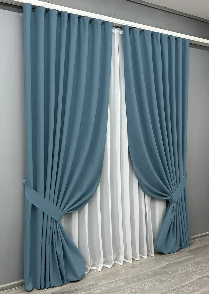 Комплект штор VR-Textil Ashen Night блекаут 2 шт 150x290 см синій (1852ш) - фото 3