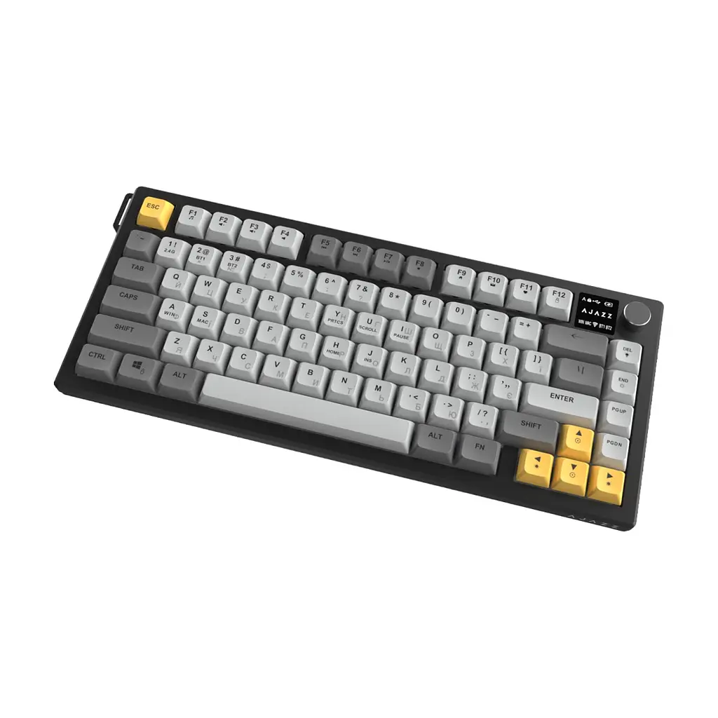 Клавіатура Ajazz AF82 Wireless/Bluetooth/USB UA Black/Gray/Yellow (AF82-BGY) - фото 5