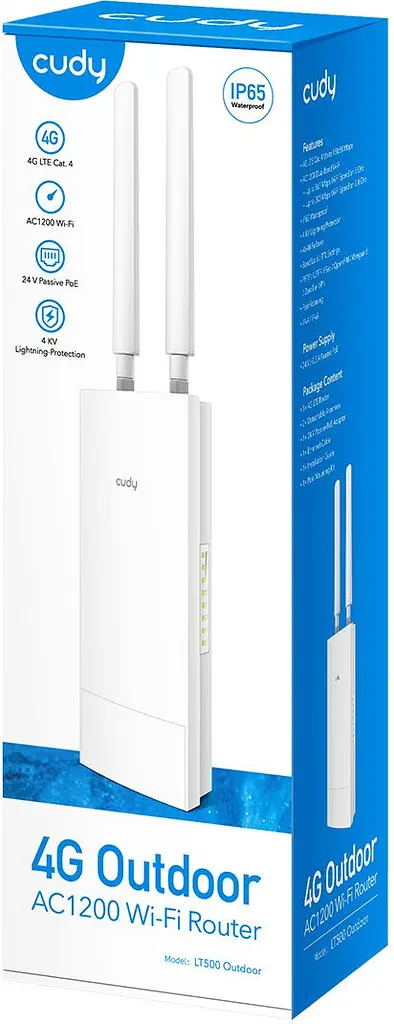 Маршрутизатор Cudy LT500 Outdoor, 4G LTE Cat 4 AC1200 Wi-Fi Router (LT500 Outdoor) - фото 2