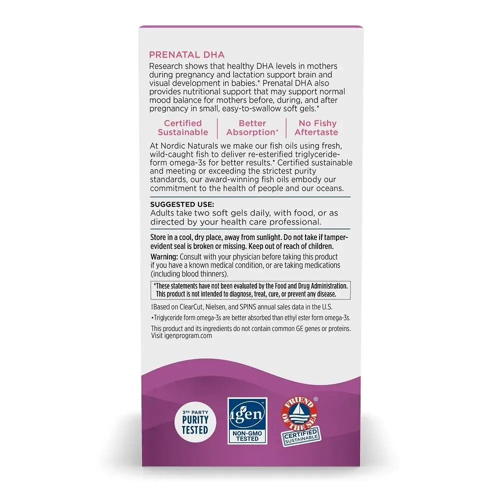 Жирные кислоты Nordic Naturals Prenatal DHA 180 капсул - фото 3