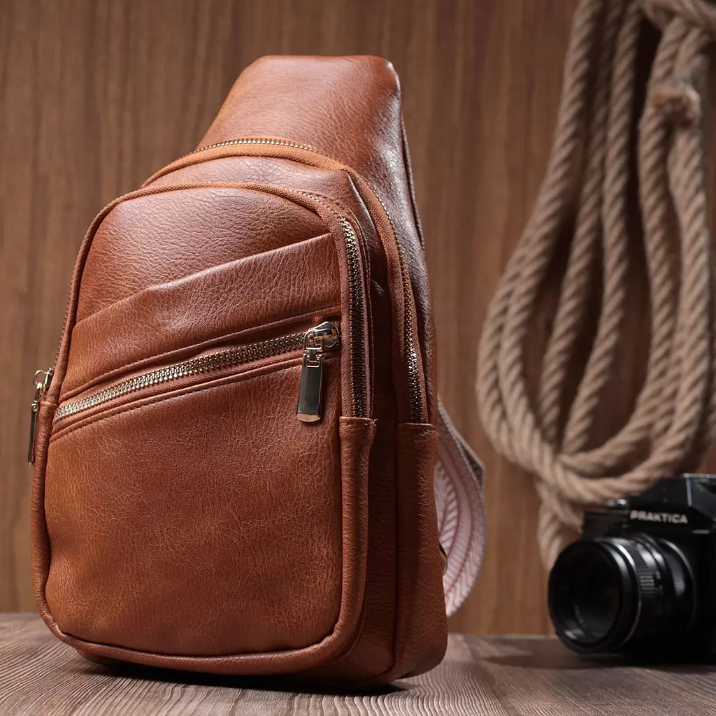 Практична жіноча сумка з однією лямкою через плече з екошкіри Vintage 22758 руда - фото 9