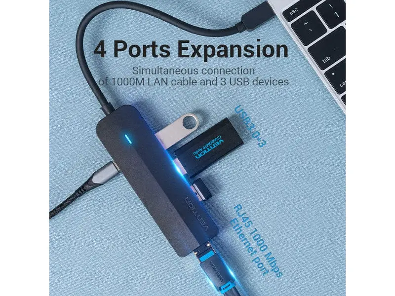 Док-станція для ноутбука Vention Hub USB 3.1 Type-C Multi-Function 5 in 1 Black (TGPBB) - фото 2