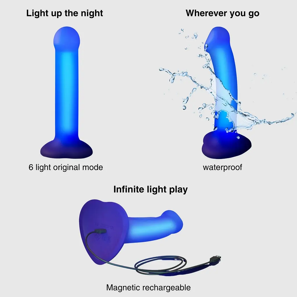 Ділдо, що світиться Strap-On-Me Glow-LED Dildo Purple M - фото 2