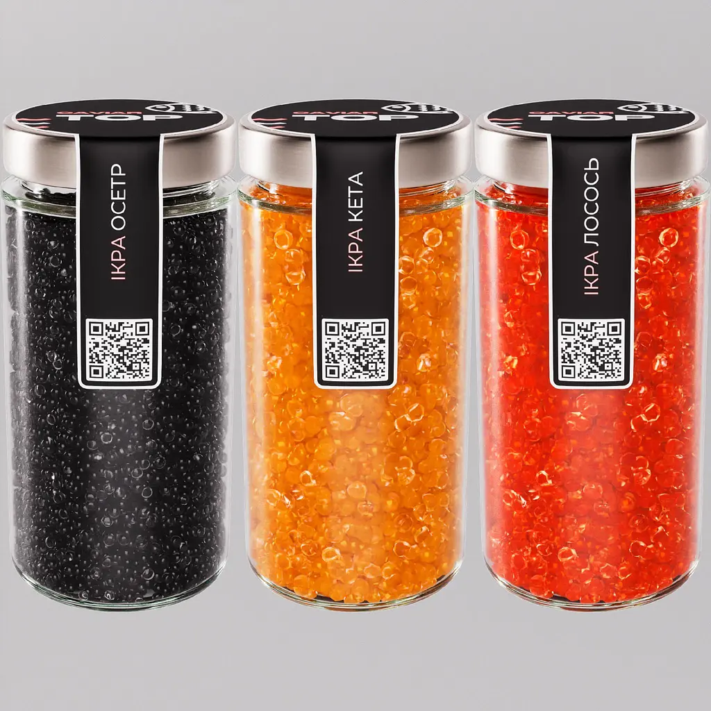 Ікра "Кета+Лосось+Осетр" CapsFood імітована в Банці 500+500+500 г