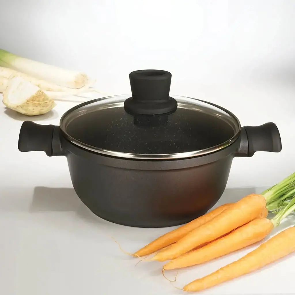 Каструля з кришкою Tiross TS1291 антипригарне мармурове покриття 5.9 л розмір 28х12.5 см - фото 3