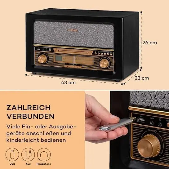 Стереосистема ретро Auna Belle Epoque Retro Stereo (10040055) - фото 3