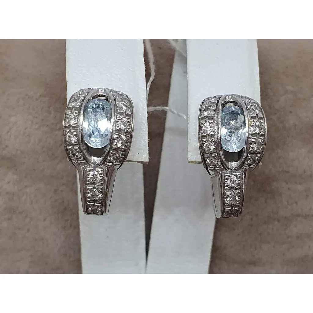 Золоті сережки ЮЗ "Багет" з діамантами та топазами. Б2235/1 - фото 2