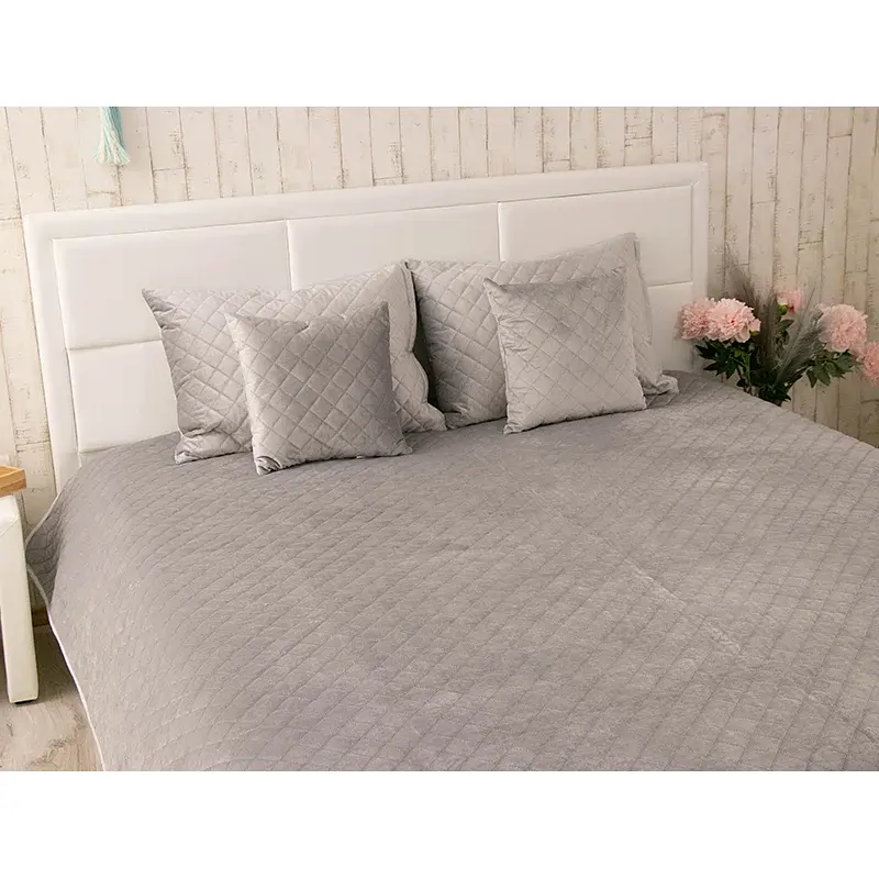Покривало Руно двостороннє декоративне Velour сіре ромб 180х220 см - фото 6