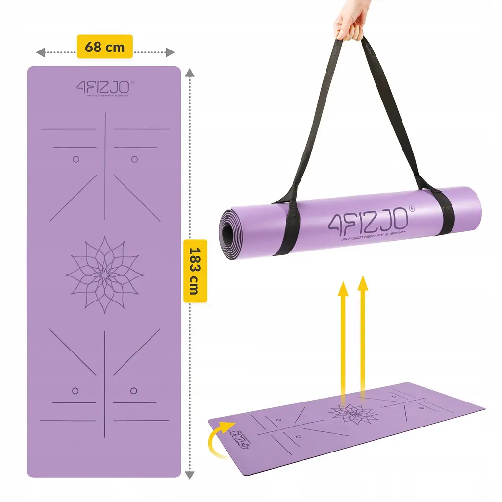 Килимок (мат) спортивний 4FIZJO PU 183 x 68 x 0.4 см для йоги та фітнесу 4FJ0589 Violet (P-5907739319548) - фото 9