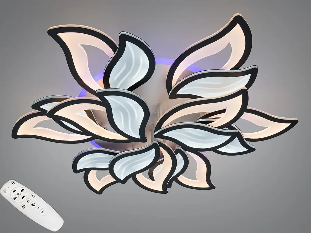 Розкішна стельова LED-люстра для вітальні Diasha 9033/6+3BK LED 3color, чорна, 220 W, 95 см - фото 2