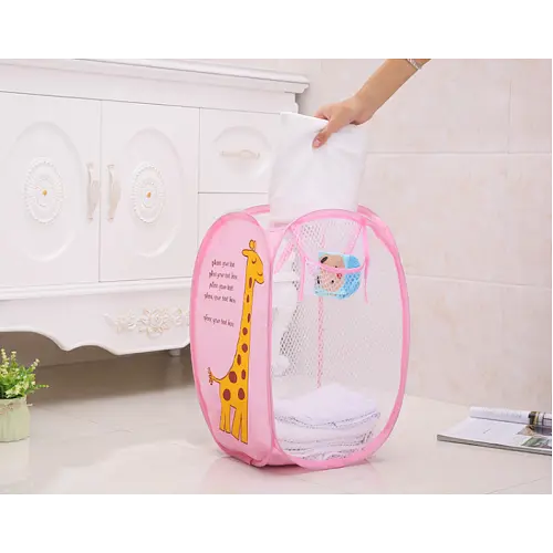 Кошик для іграшок UKC складаний з боковою кишенею 30х48 см 00336pink Рожевий - фото 4