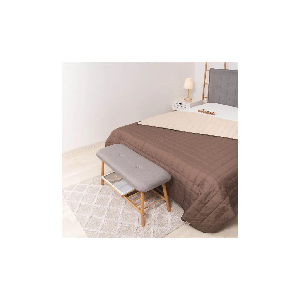 Покривало Viluta стьобане двустороннє Дует Шоколадно-ванільний 140х210 (дует Шоколадно-Ванільний 210*140) - фото 2