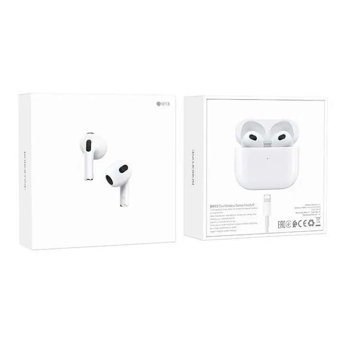 Беспроводные Bluetooth наушники вкладыши белые с зарядным кейсом Borofone BW13 TWS - фото 6
