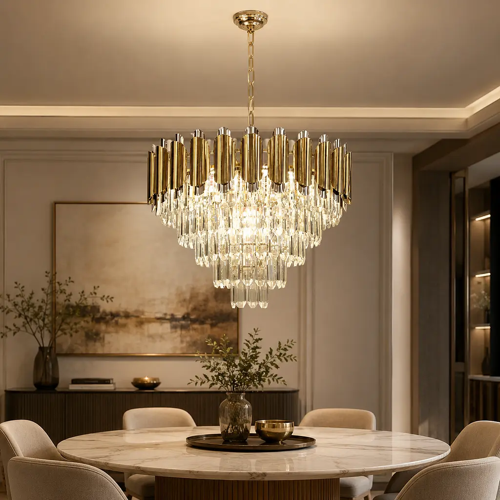 Каскадна кришталева люстра Artlight 88128/600, золото, 12 ламп E14, Ø59,5 см, від 13-20 м²