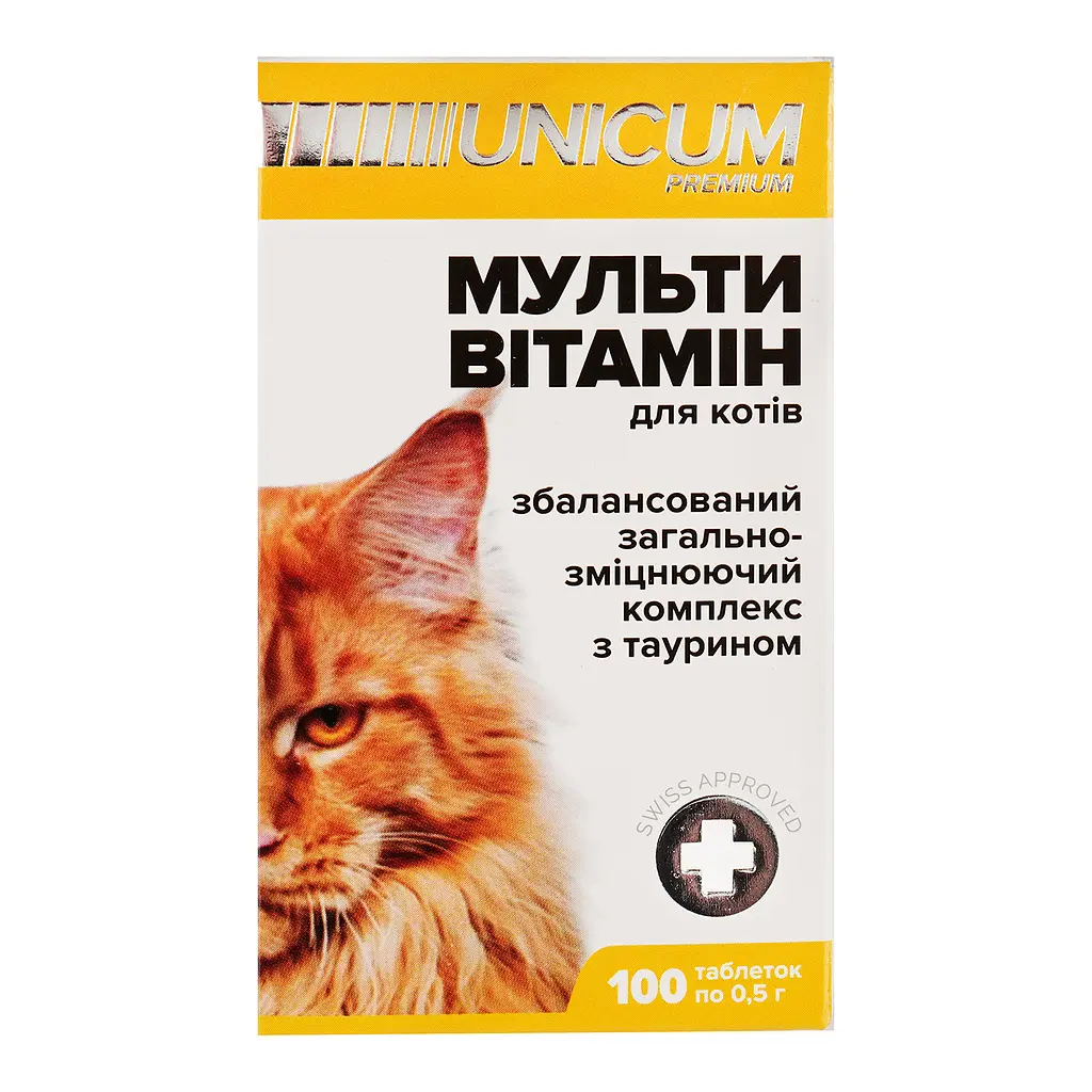 Витамины Unicum Рremium для котов мультивитамин, 100 таблеток, 50 г (UN-013) - фото 3
