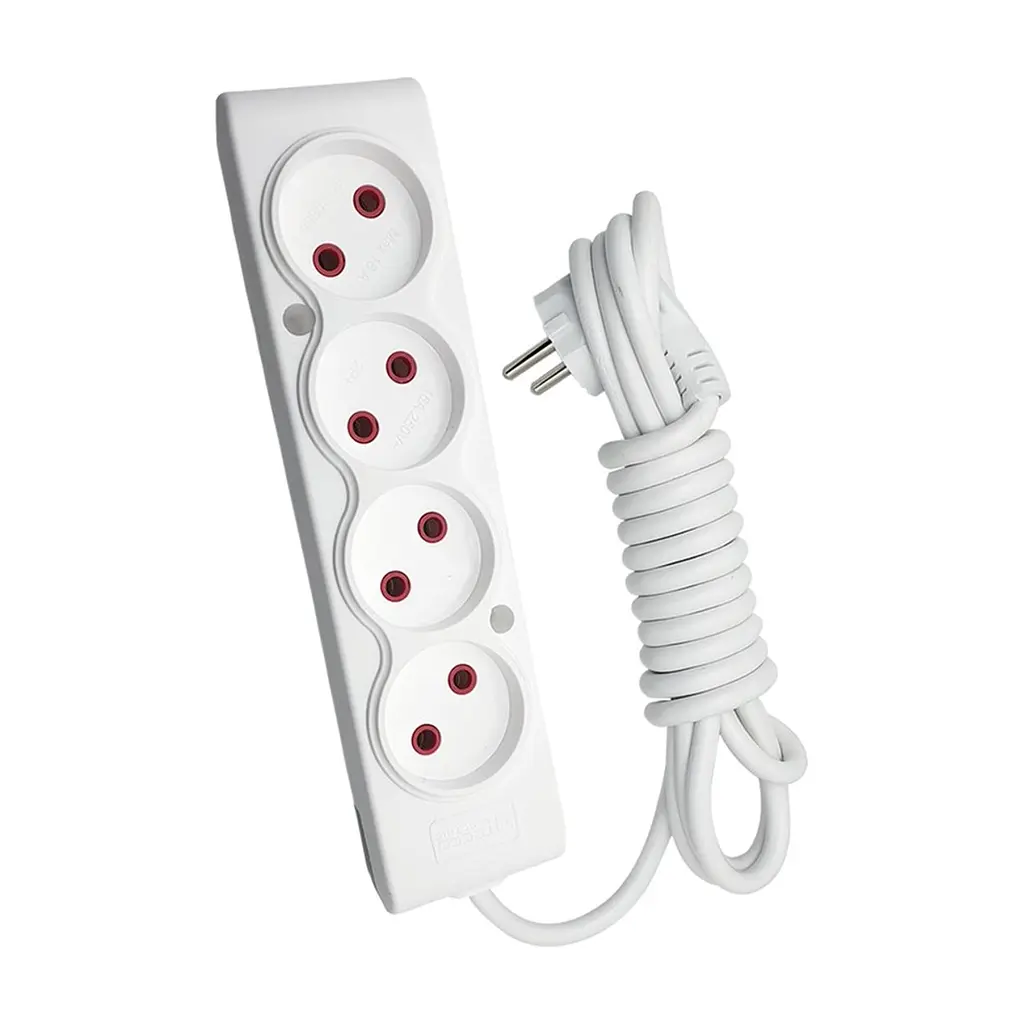 Мережевий подовжувач TECCO 3м 4 поста white (8681277841477)