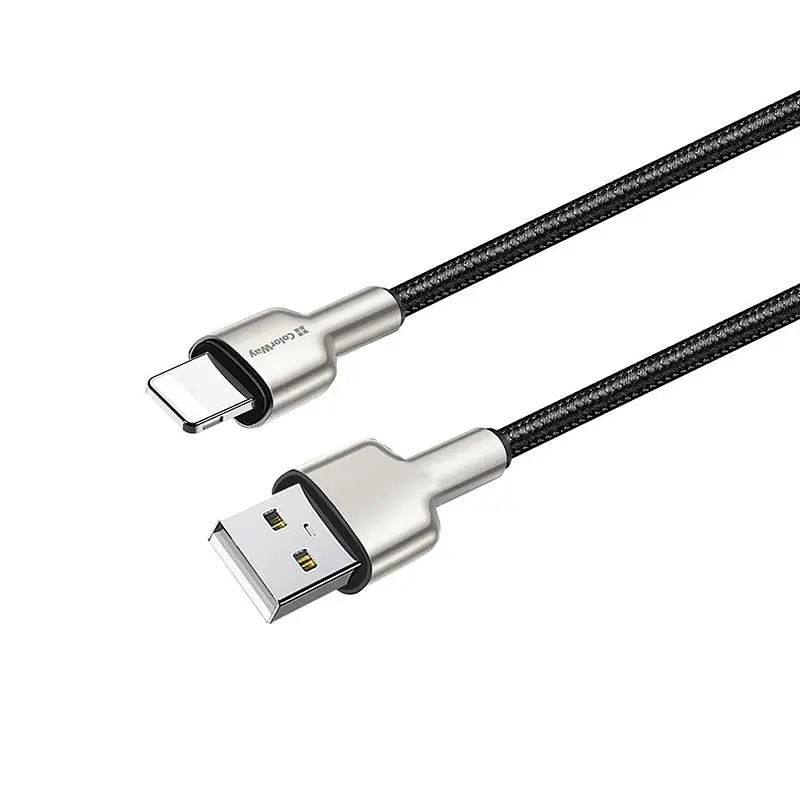 Кабель ColorWay USB - Lightning (M/M), metal head, 2.4 А, 1 м, Black (CW-CBUL046-BK) - фото 5