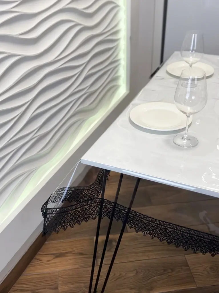 Силіконова скатертина з чорним мереживом 7 см 360х120 см - фото 2