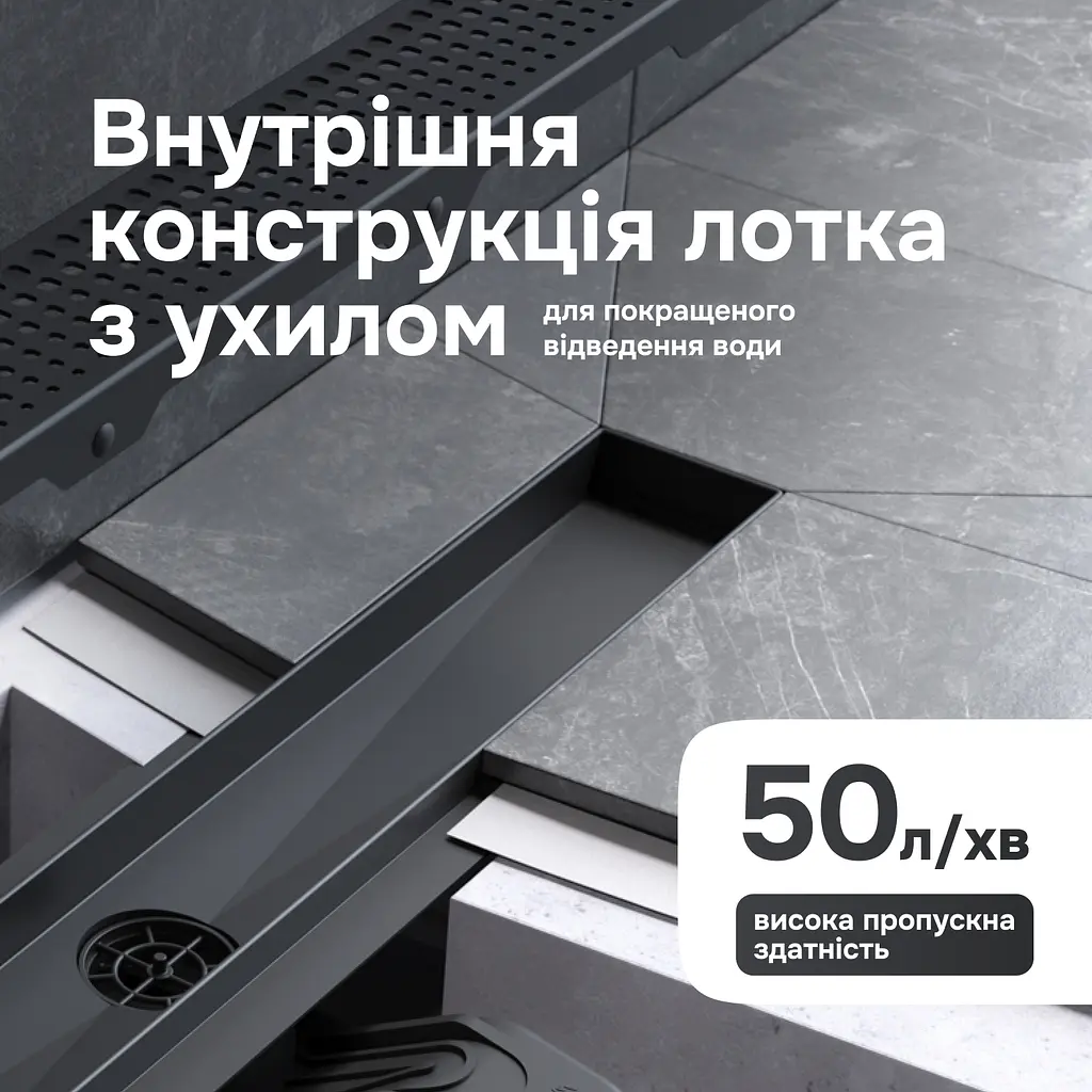 Трап для душу лінійний AM.PM Masterflow Cut Gradient 600 мм, універсальний затвор, чорний (W01SC-P11-060-01BM) - фото 6