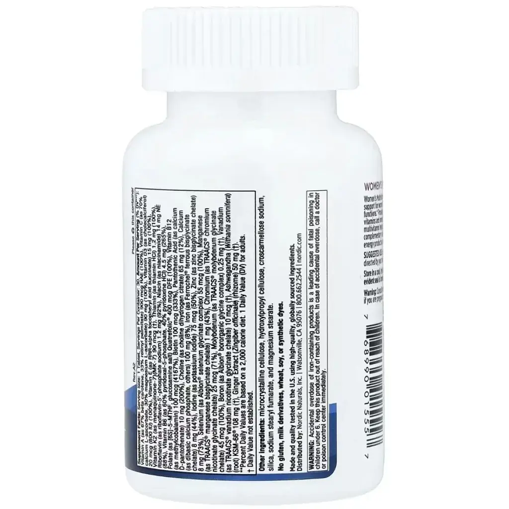 Мультивітамін Nordic Naturals Мультивітаміни для жінок, Women's Multivitamin, One Daily, 30 таблеток (NOR-01555) - фото 4