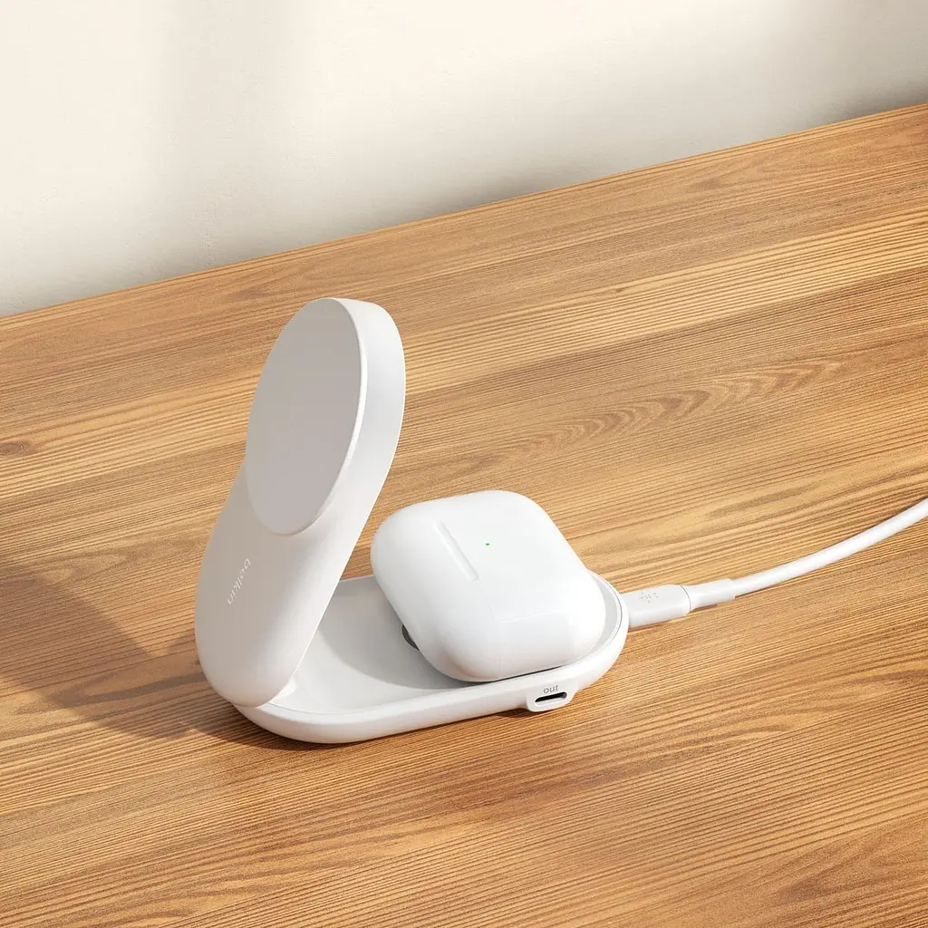 Зарядний пристрій бездротовий Belkin UltraCharge 2-in-1 Foldable Magnetic Charging 25Вт, білий - фото 4