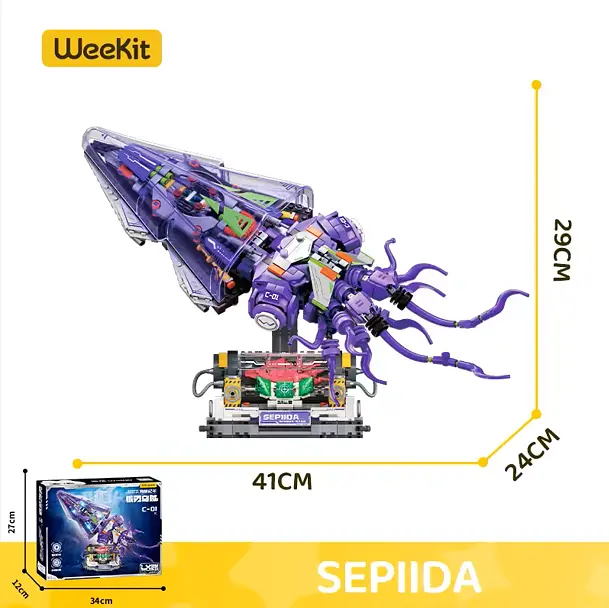 Конструктор кальмар Sepiida в стилі стимпанк з підсвіткою  STEM конструктор для дітей і дорослих, велика механічна модель, 975 деталей - фото 2