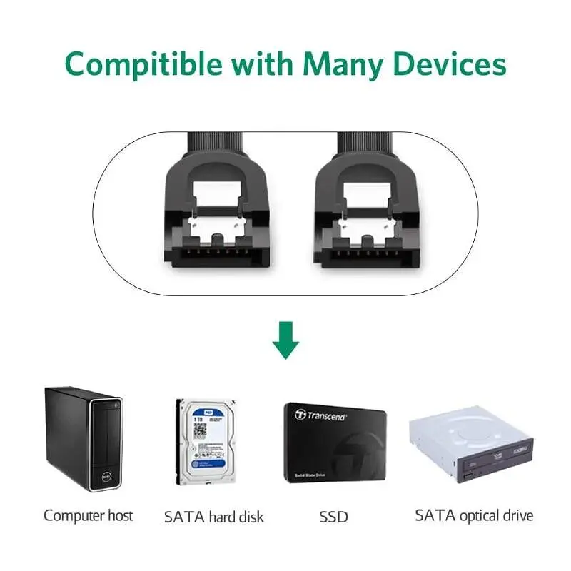 Кабель SATA Serial ATA III Ugreen US217 з блокувальною клямкою 0.5м, Кутовий конектор Чорний (30797) - фото 5