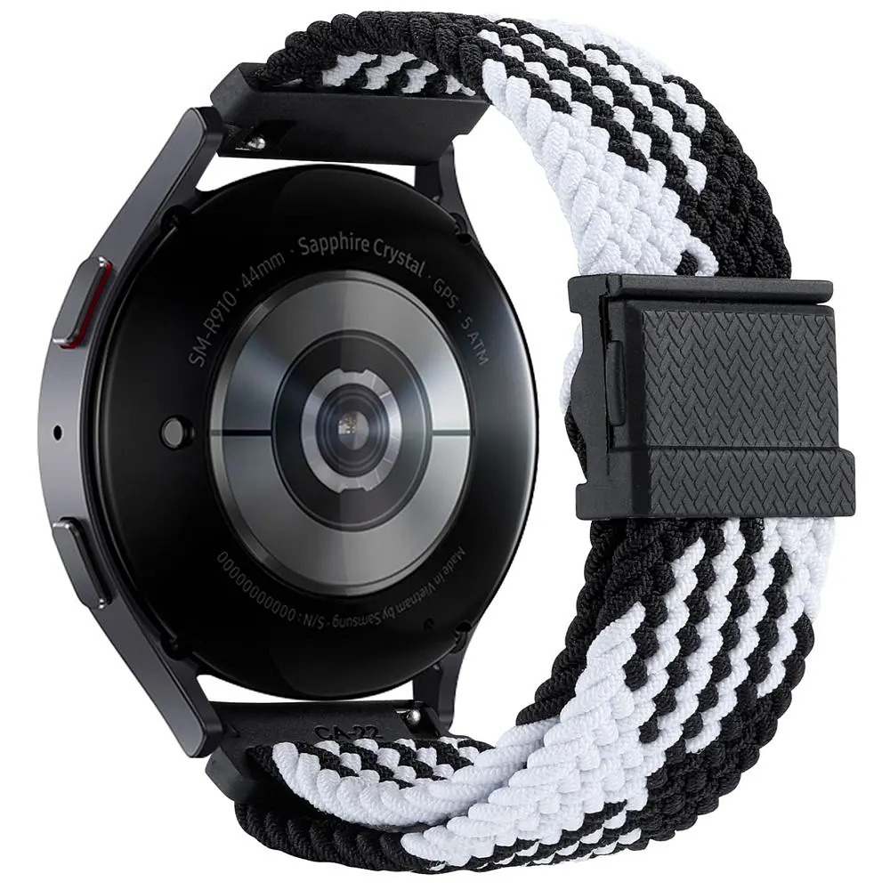 Нейлоновий ремінець Universal 20 mm Elastic Adjustment Samsung/Amazfit/Huawei Black/White - фото 2